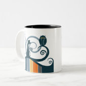 Katze und Eule Zweifarbige Tasse (Vorderseite Links)