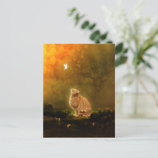 Katze und Fairy Postkarte (Stehend Vorderseite)
