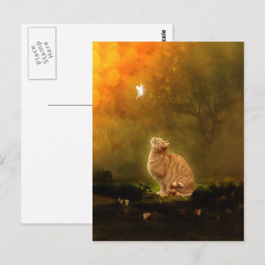 Katze und Fairy Postkarte (Vorne/Hinten)