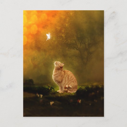 Katze und Fairy Postkarte (Vorderseite)