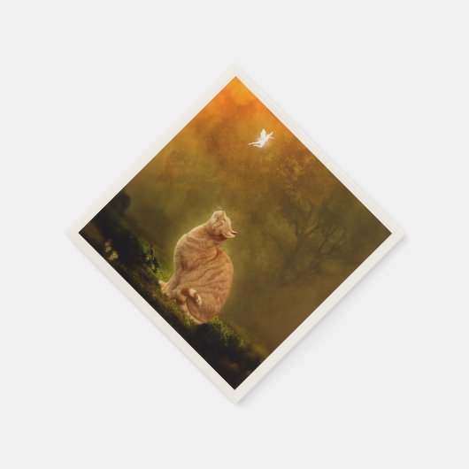 Katze und Fairy Serviette (Ecke)