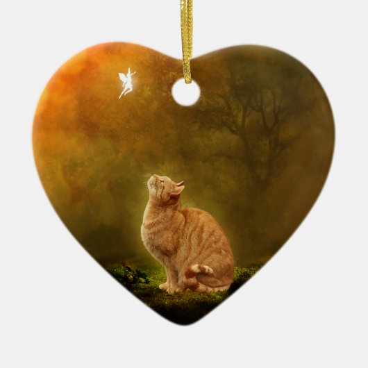 Katze und Fee Keramik Ornament (Vorne)