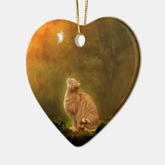 Katze und Fee Keramik Ornament (Links)