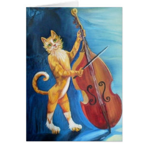 Katze und Fiddle-Grußkarte