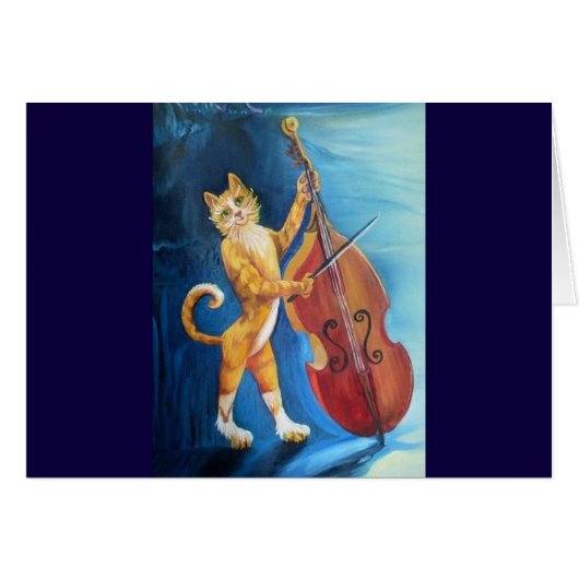 Katze und Fiddle-Grußkarte (Vorderseite (Horizontal))