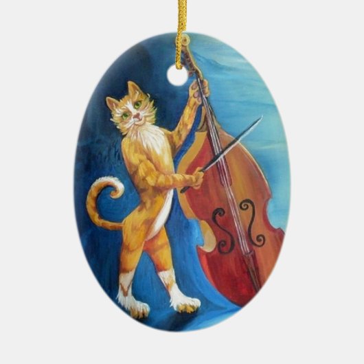 Katze und Fiddle Keramik Ornament (Vorne)