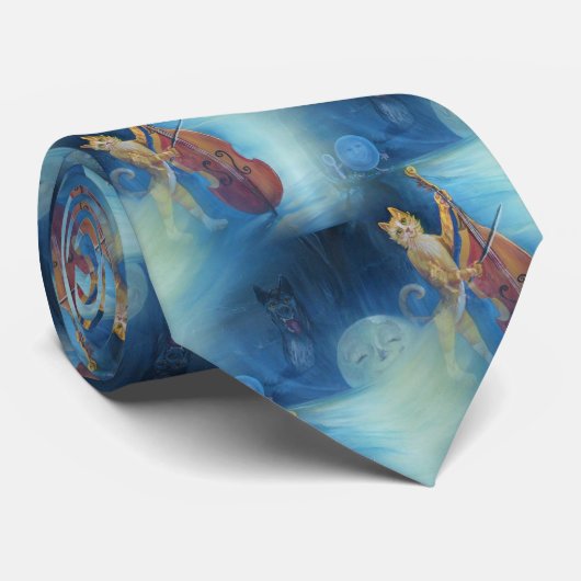 Katze und Fiddle Krawatte (Gerollt)