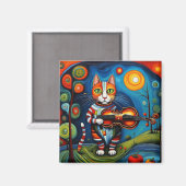 Katze und Fiddle Magnet (Vorderseite/Rückseite)