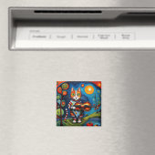 Katze und Fiddle Magnet (In Situ (Geschirrspüler))