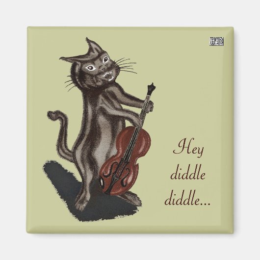 Katze und Fiddle Magnet (Vorne)