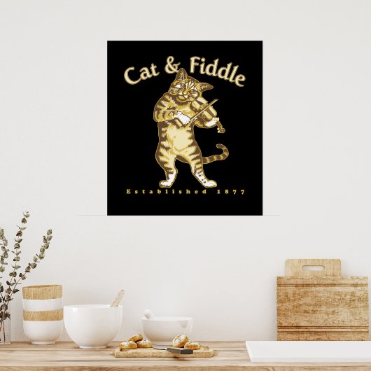 Katze und Fiddle Poster (Küche)