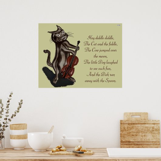 Katze und Fiddle Poster (Küche)