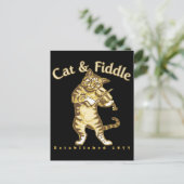 Katze und Fiddle Postkarte (Stehend Vorderseite)