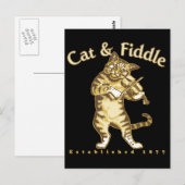 Katze und Fiddle Postkarte (Vorne/Hinten)