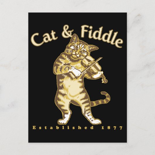 Katze und Fiddle Postkarte (Vorderseite)