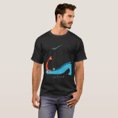 Katze und Fisch Illustration T-Shirt (Vorne ganz)