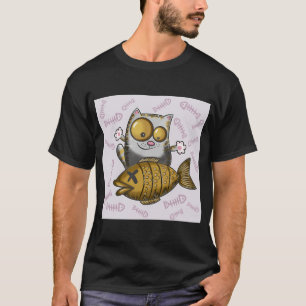 Katze und Fisch T-Shirt
