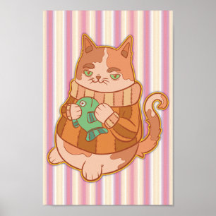 Katze und Fische Poster