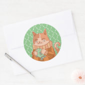 Katze und Fische Runder Aufkleber (Umschlag)