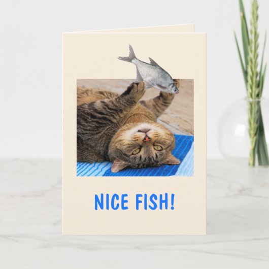 Katze und Fische zum Geburtstag Karte (Vorderseite)