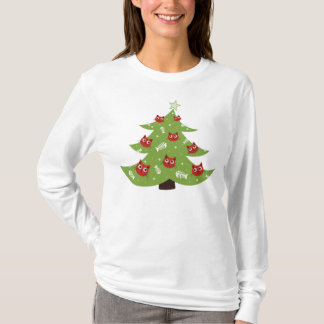 Katze und Fischschmuck Weihnachtsbaum Langschläfer T-Shirt
