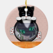 Katze und Fishbowl Verzierung Keramikornament (Hinten)