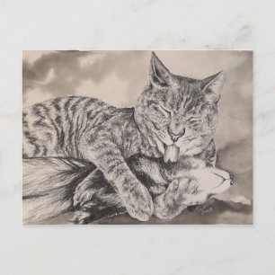 Katze und Freret Postkarte
