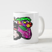 Katze und Frühlingsblumen Jumbo-Tasse (Vorderseite Rechts)