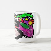 Katze und Frühlingsblumen Kaffeetasse (VorderseiteRechts)