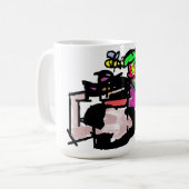 Katze und Frühlingsblumen Kaffeetasse (Vorderseite Links)