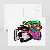 Katze und Frühlingsblumen  Postkarte (Vorne/Hinten)