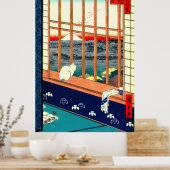 Katze und Fuji 1857 Poster (Küche)