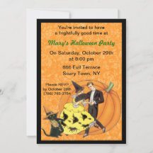 Katze und Geige Halloween-Party-Einladung