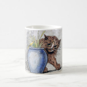 Katze und gelber kleiner Vogel, Louis Wain Kaffeetasse