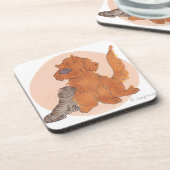Katze und goldener Retriever/Untersetzer Untersetzer (Linke Seite)