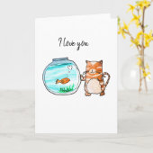 Katze und Goldfische Karte (Gelbe Blume)