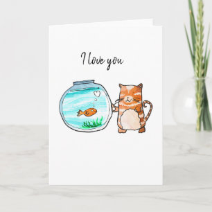 Katze und Goldfische Karte