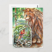 Katze und Goldfische Postkarte (Vorne/Hinten)