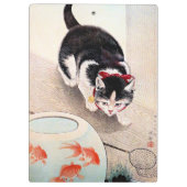 Katze und Goldfischglas Klemmbrett (Rückseite)