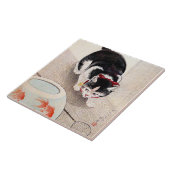Katze und Goldfischglas Kunstwerk,  Fliese (Seite)