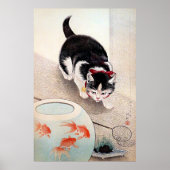 Katze und Goldfischglas-Kunstwerk,  Poster (Vorne)
