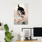 Katze und Goldfischglas-Kunstwerk,  Poster (Heimbüro)