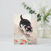 Katze und Goldfischglas-Kunstwerk,  Postkarte (Stehend Vorderseite)