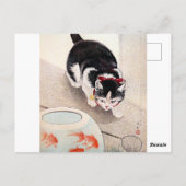 Katze und Goldfischglas-Kunstwerk,  Postkarte (Rückseite)