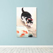 Katze und Goldfischglas Leinwanddruck (Insitu (Holzboden))