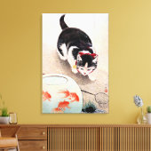 Katze und Goldfischglas Leinwanddruck (Insitu (Wohnzimmer))