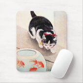 Katze und Goldfischglas, Mousepad (Mit Mouse)