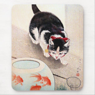 Katze und Goldfischglas, Mousepad