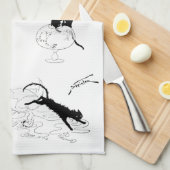 Katze und Goldfish, Alexandre Steinlen Küchentuch (Viertel Falte)