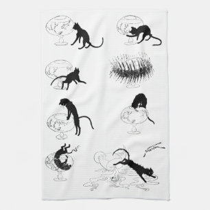 Katze und Goldfish, Alexandre Steinlen Küchentuch